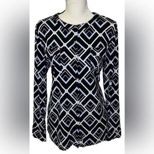 Dana Buchman Button Down Printed Blouse